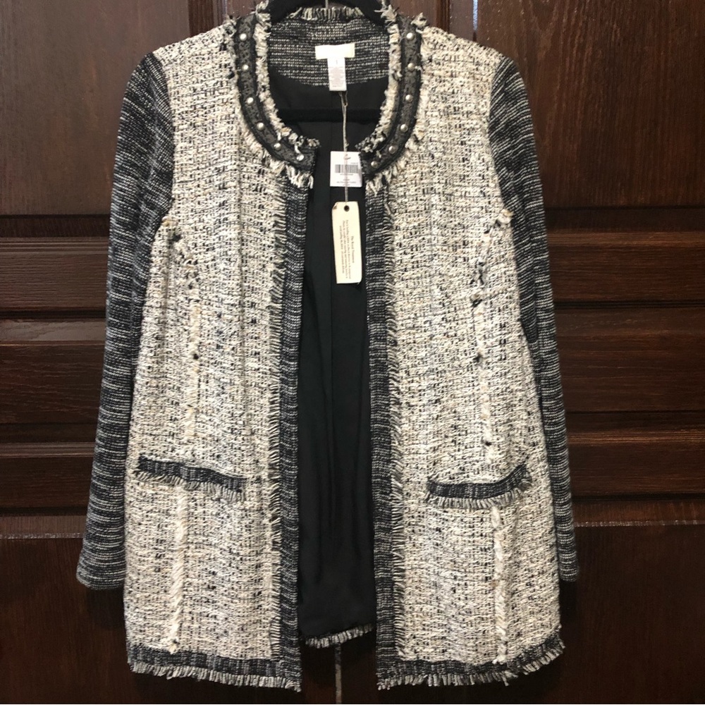 Chicos tweed jacket with embellishments